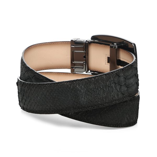 Matte Black Python Stitch Belt