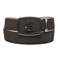 Matte Brown Python Stitching Western Belt