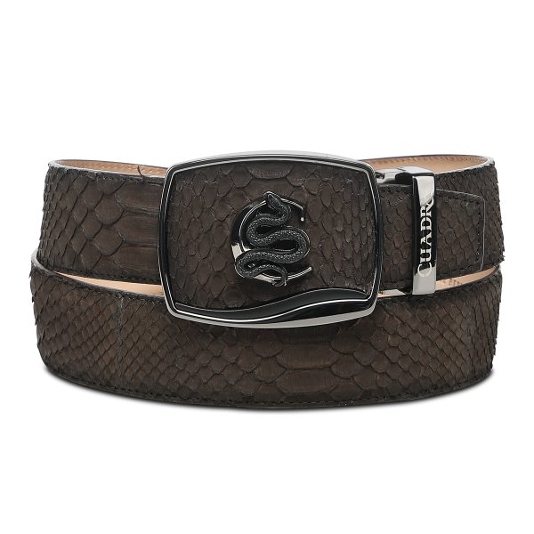 Matte Brown Python Stitching Western Belt