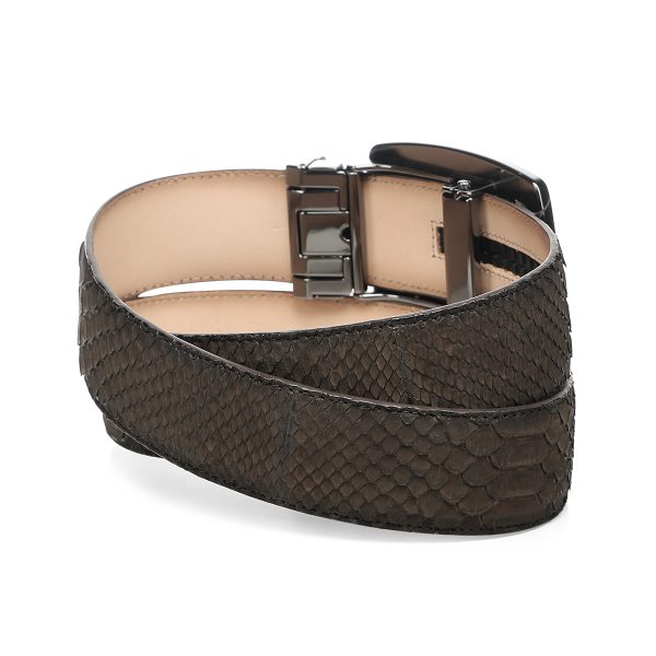 Matte Brown Python Stitching Western Belt