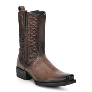 Honey Deer Embroidered Leather Cowboy Boots