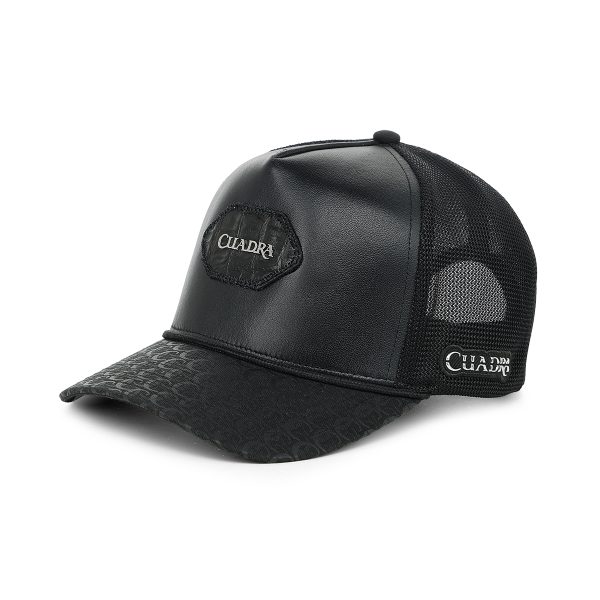 Men's Black Alligator Patch Western Cap