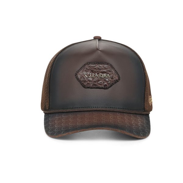 Men's Brown Alligator Patch Western Cap
