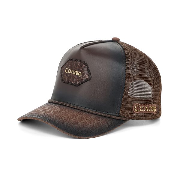 Men's Brown Alligator Patch Western Cap