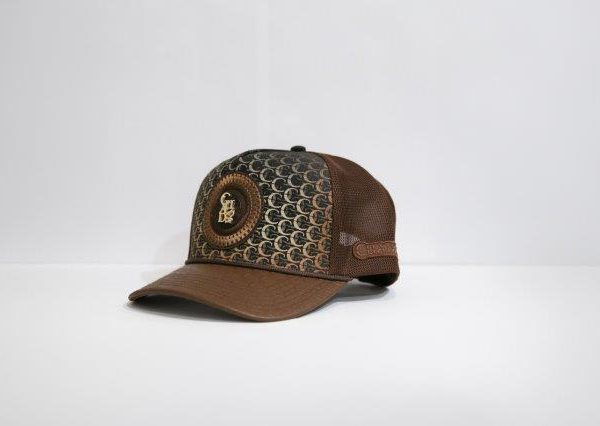 Men's Brown Leather Patch Western Cap