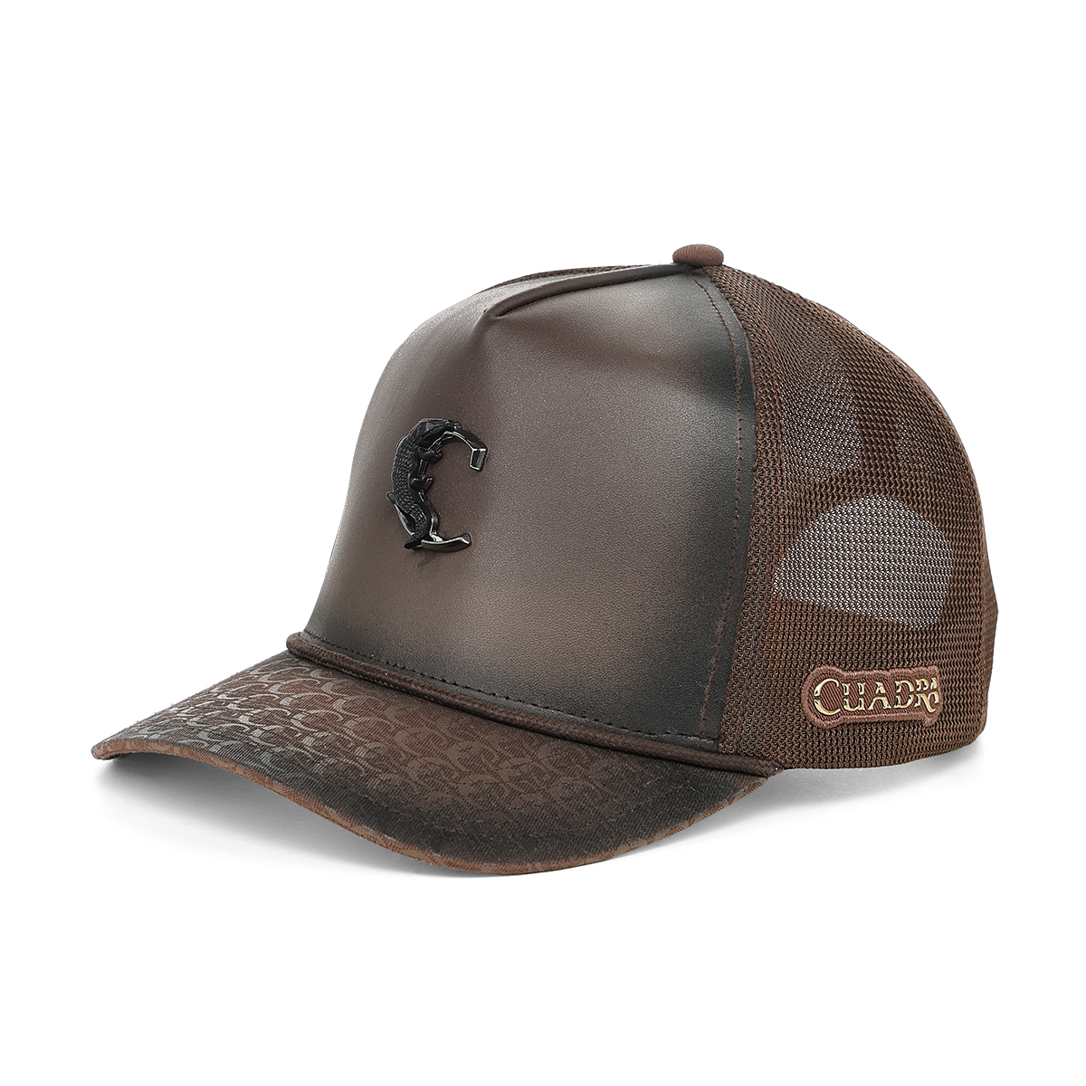 Men's Brown Caiman Studded Western Cap
