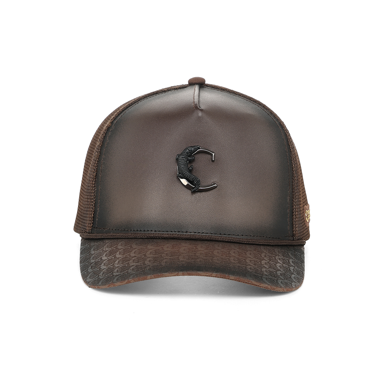 Men's Brown Caiman Studded Western Cap - Image 2